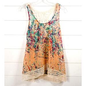 Stitch Fix Collective Concepts Sleeveless Peach Floral Crochet Blouse Small